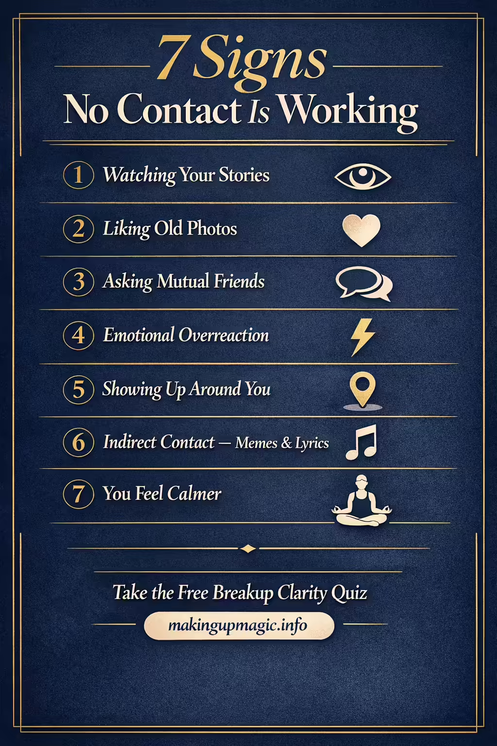 Infographic showing 7 signs no contact is working — makingupmagic.info