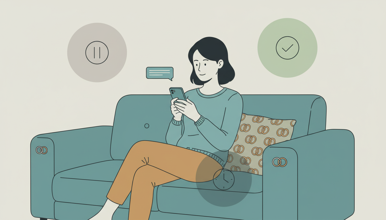 Person reading their ex's reply after no contact showing three possible response types — positive, neutral, or silence