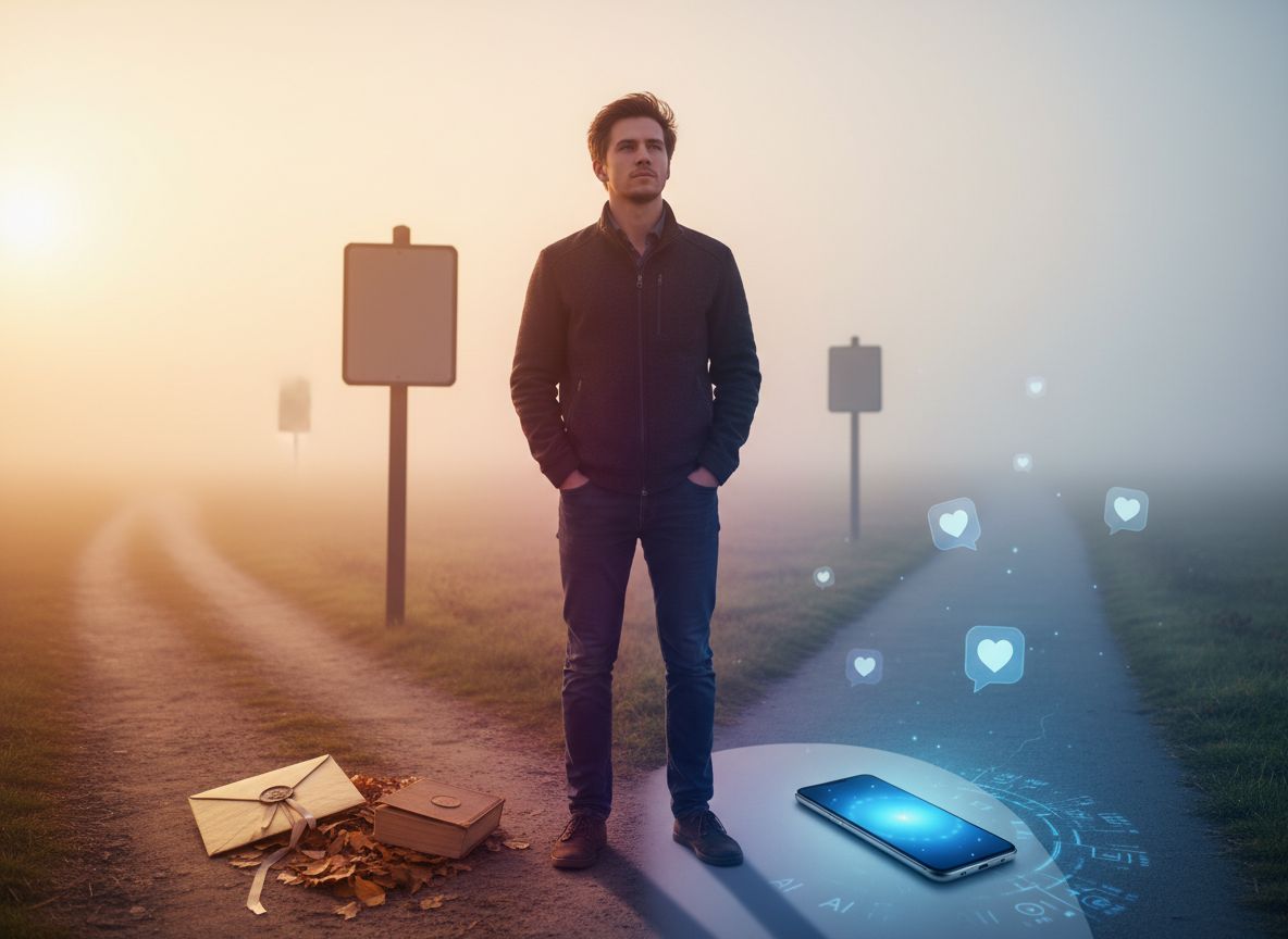 A man at a crossroads choosing between old and new approaches to getting his ex back in 2026