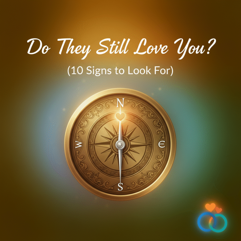 A compass pointing to a heart, symbolizing the signs to know if your ex still loves you."