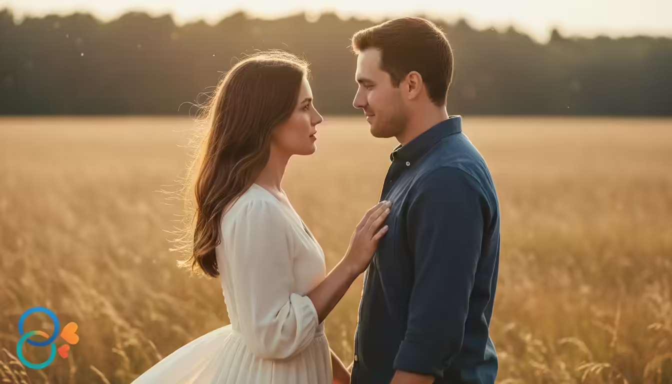 couple standing close together in golden light representing love and respect in relationships