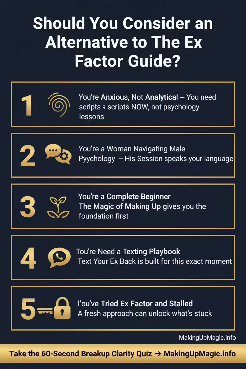 Should you consider an alternative to The Ex Factor Guide? 5 decision triggers infographic