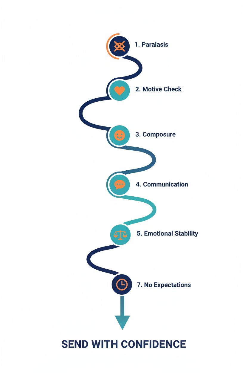 Infographic: 7-point readiness checklist before texting your ex — from completing no contact to sending with confidence — makingupmagic.info